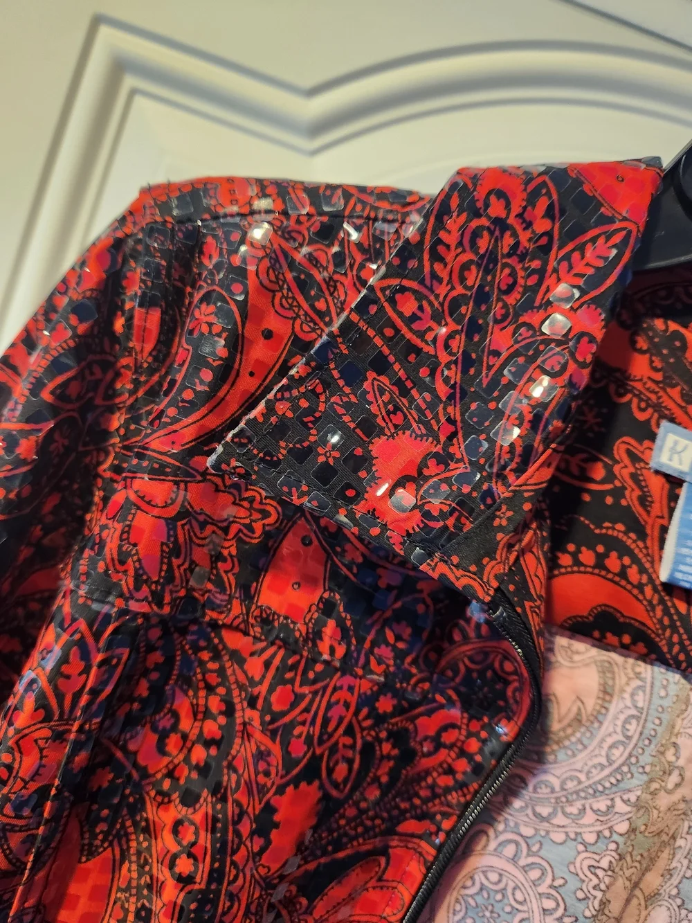 Vitage Koret Red and Black Paisley Jacket Embellished w/ Sequins - Womens Size S